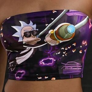 Rick & morty women's purple crop tube top large